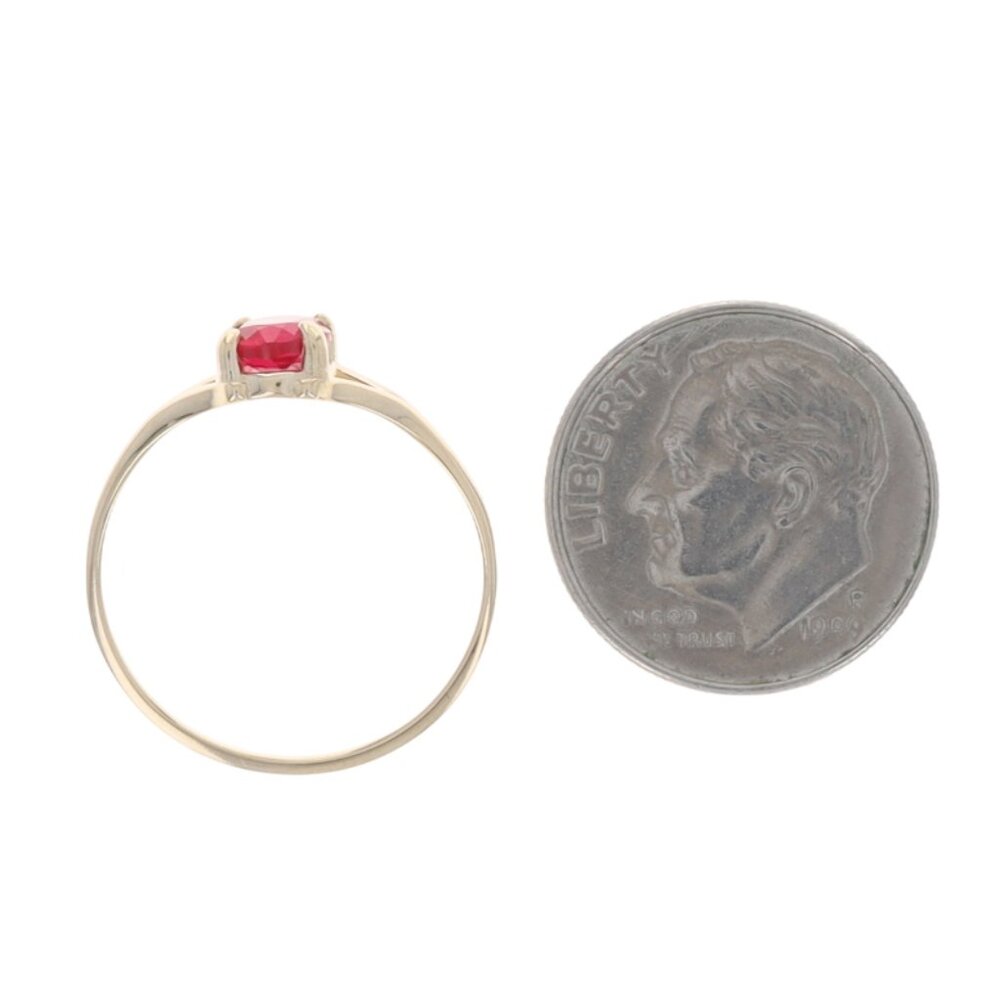 Yellow Gold Lab-Created Ruby Solitaire Ring - 14k… - image 5
